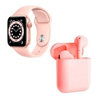 PACK SMARTWATCH IWO SERIE 8 MAX ROSA Y AIRPODS I12 ROSA